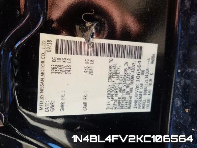 1N4BL4FV2KC106564 фото 2