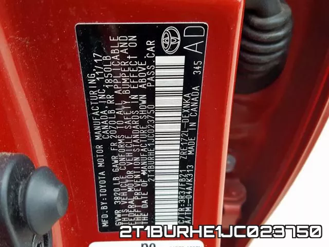 2T1BURHE1JC023750 фото 2
