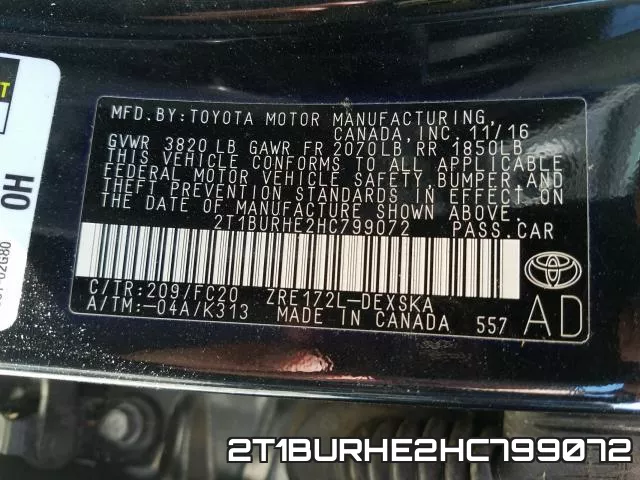 2T1BURHE2HC799072 фото 2