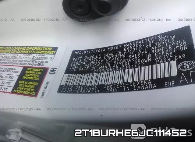 2T1BURHE6JC111452 фото 10