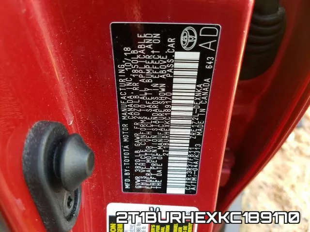 2T1BURHEXKC189170 фото 2
