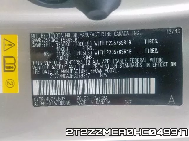 2T2ZZMCA0HC049317 фото 2