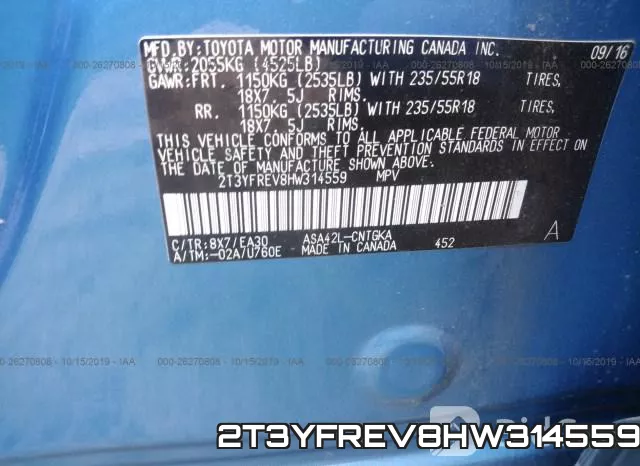 2T3YFREV8HW314559 фото 10