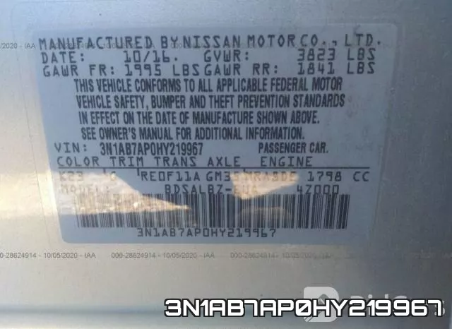 3N1AB7AP0HY219967 фото 10