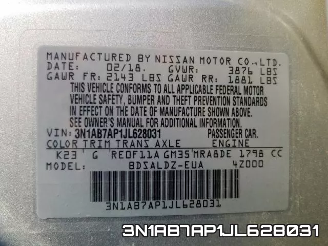 3N1AB7AP1JL628031 фото 2