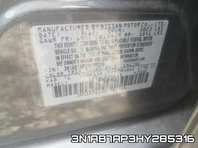3N1AB7AP3HY285316 фото 2