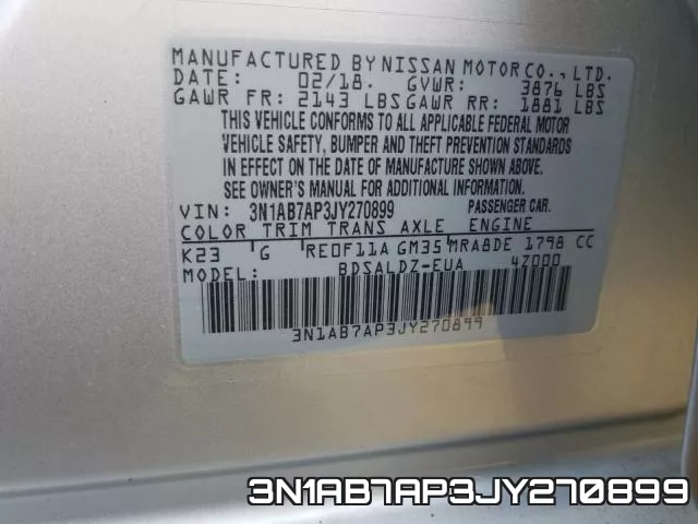 3N1AB7AP3JY270899 фото 2