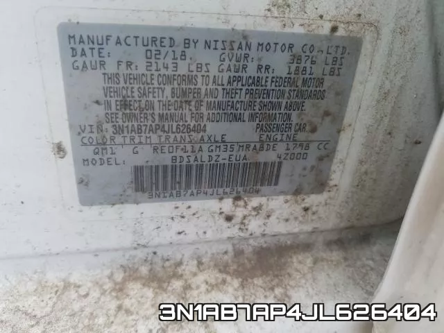 3N1AB7AP4JL626404 фото 2