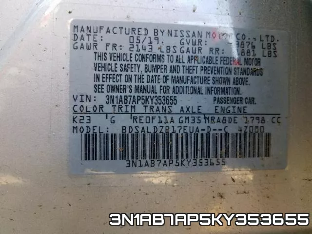3N1AB7AP5KY353655 фото 2