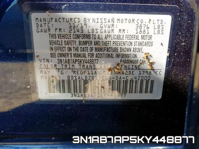 3N1AB7AP5KY448877 фото 2