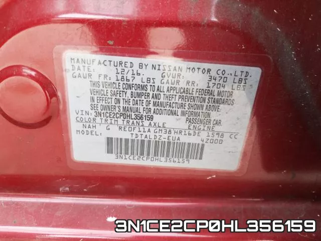 3N1CE2CP0HL356159 фото 2