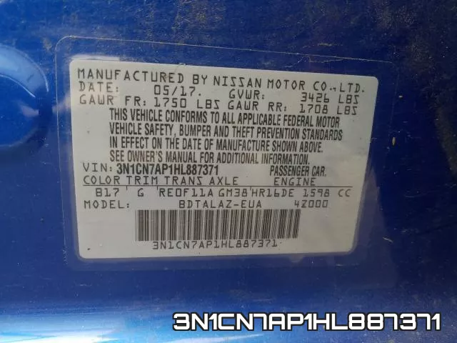 3N1CN7AP1HL887371 фото 2