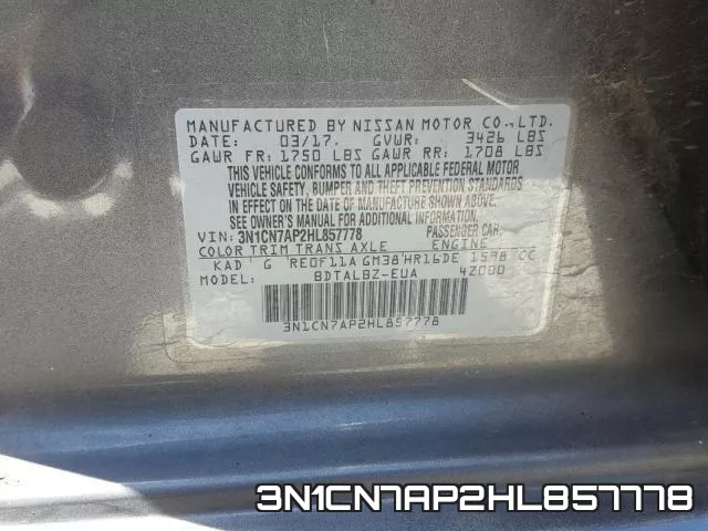 3N1CN7AP2HL857778 фото 2