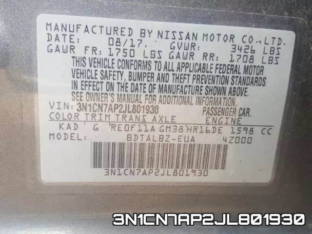 3N1CN7AP2JL801930 фото 2