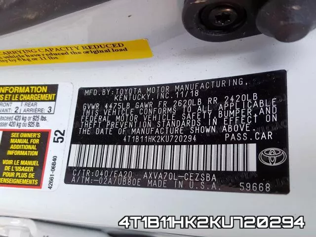 4T1B11HK2KU720294 фото 2