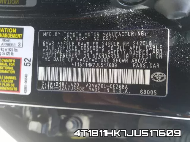4T1B11HK7JU517609 фото 2