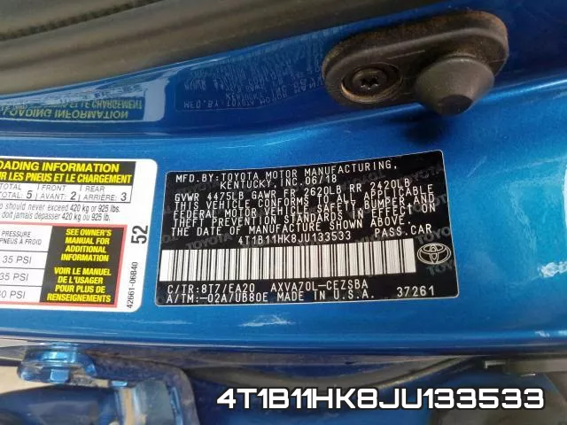 4T1B11HK8JU133533 фото 2