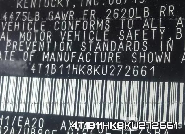 4T1B11HK8KU272661 фото 10
