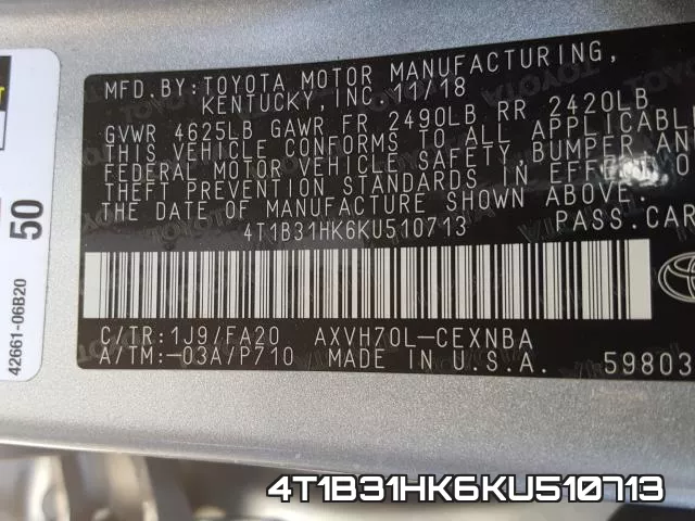 4T1B31HK6KU510713 фото 2