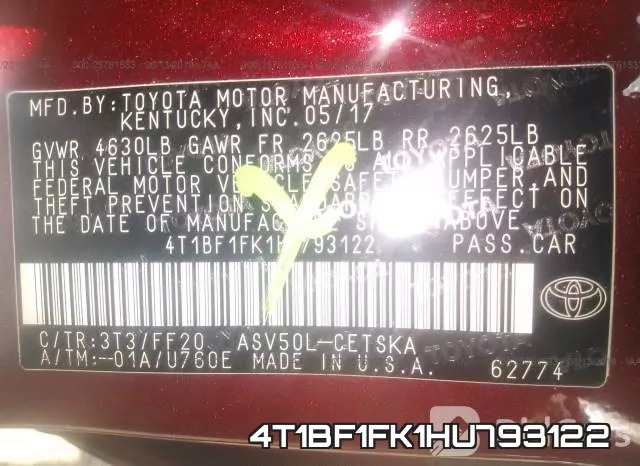 4T1BF1FK1HU793122 фото 9