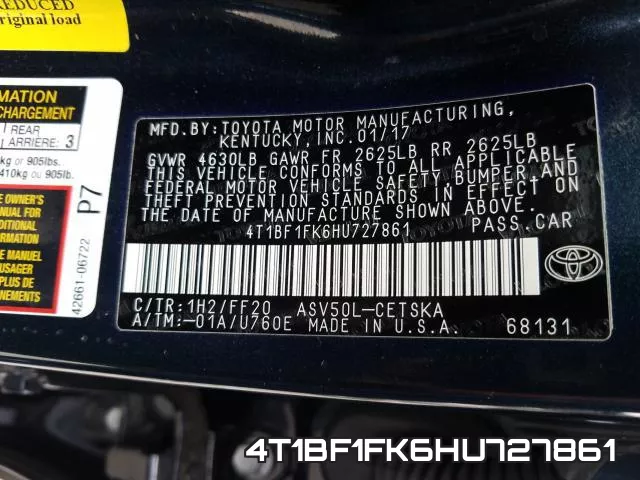 4T1BF1FK6HU727861 фото 2