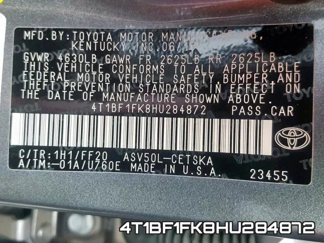 4T1BF1FK8HU284872 фото 2