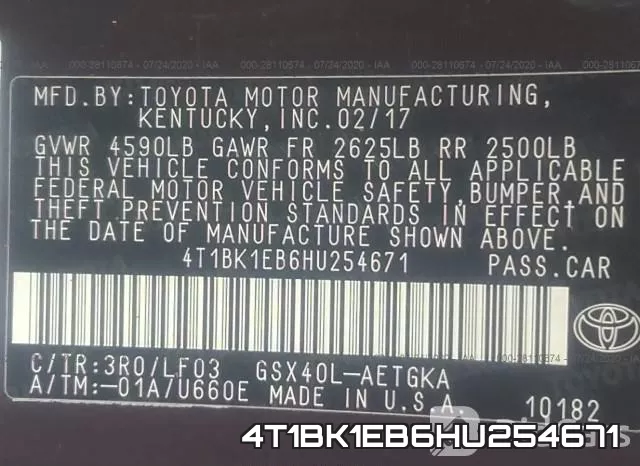 4T1BK1EB6HU254671 фото 10