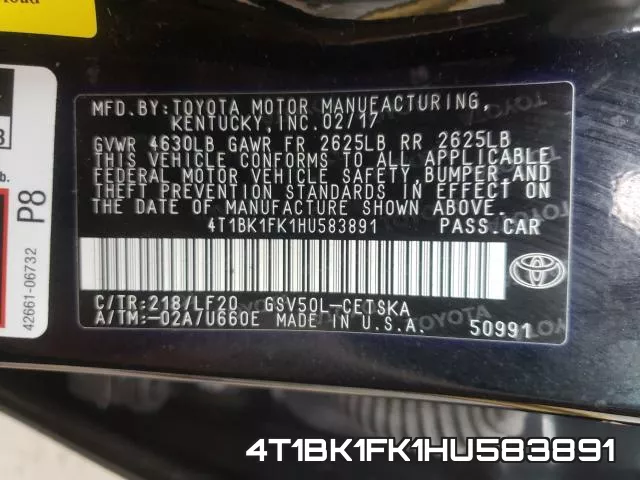 4T1BK1FK1HU583891 фото 2