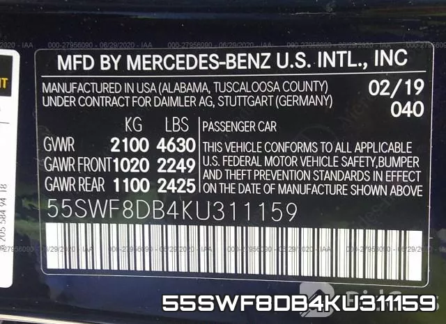 55SWF8DB4KU311159 фото 10