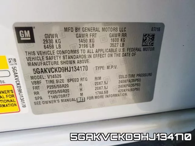 5GAKVCKD9HJ134170 фото 2
