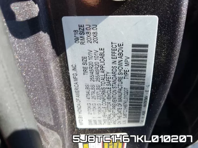 5J8TC1H67KL010207 фото 2