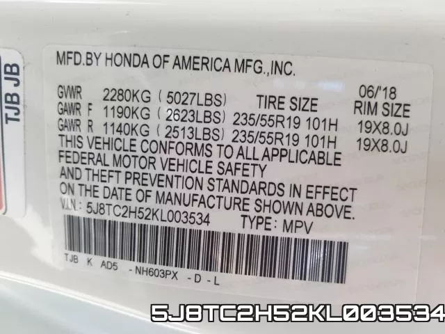 5J8TC2H52KL003534 фото 2