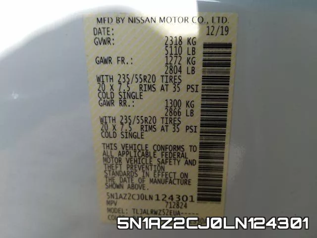 5N1AZ2CJ0LN124301 фото 2