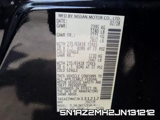 5N1AZ2MH2JN131212 фото 2