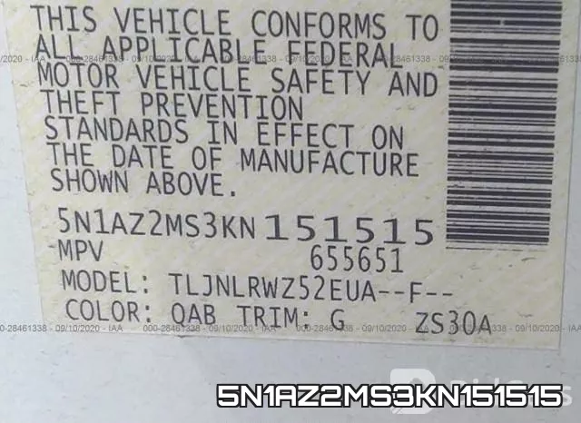 5N1AZ2MS3KN151515 фото 10