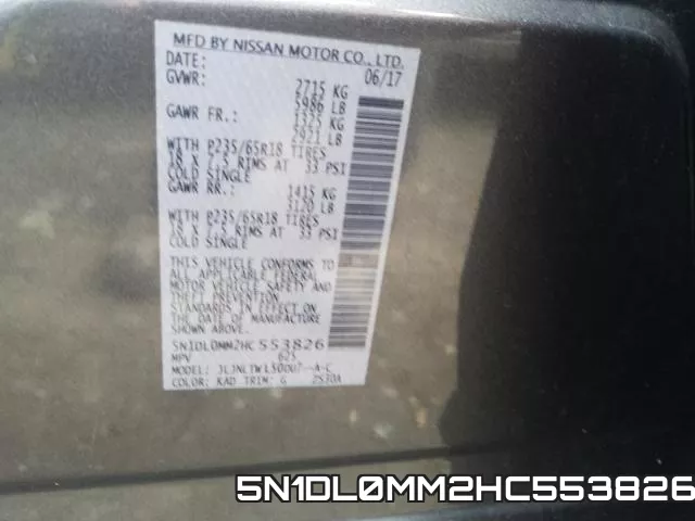 5N1DL0MM2HC553826 фото 2