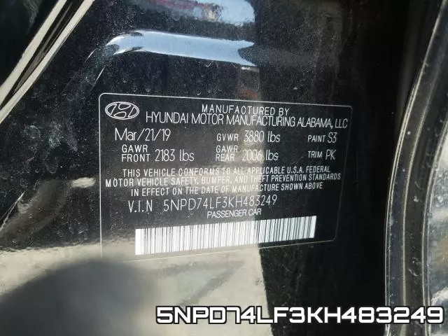 5NPD74LF3KH483249 фото 2