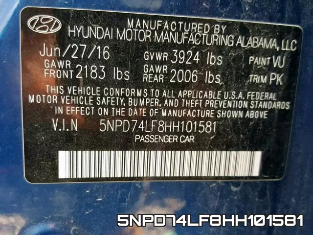 5NPD74LF8HH101581 фото 2