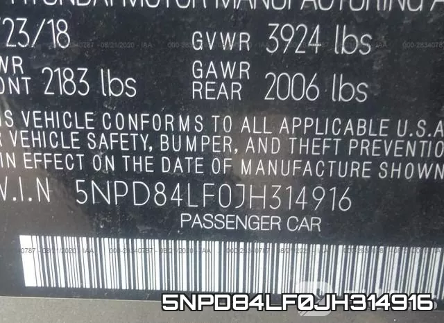 5NPD84LF0JH314916 фото 10