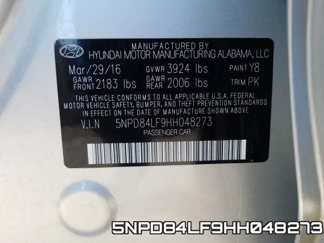 5NPD84LF9HH048273 фото 2