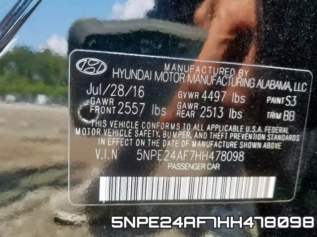5NPE24AF7HH478098 фото 2