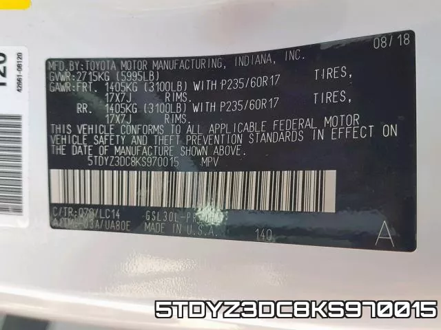 5TDYZ3DC8KS970015 фото 2