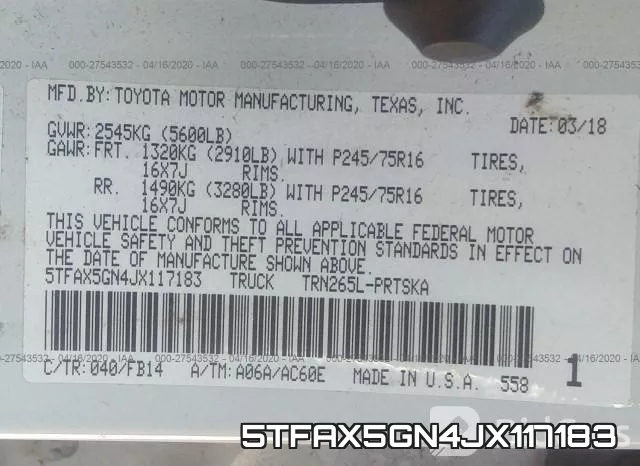 5TFAX5GN4JX117183 фото 10