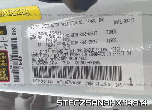 5TFCZ5AN3HX114314 фото 10