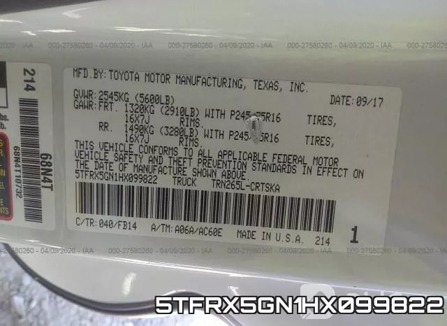 5TFRX5GN1HX099822 фото 10