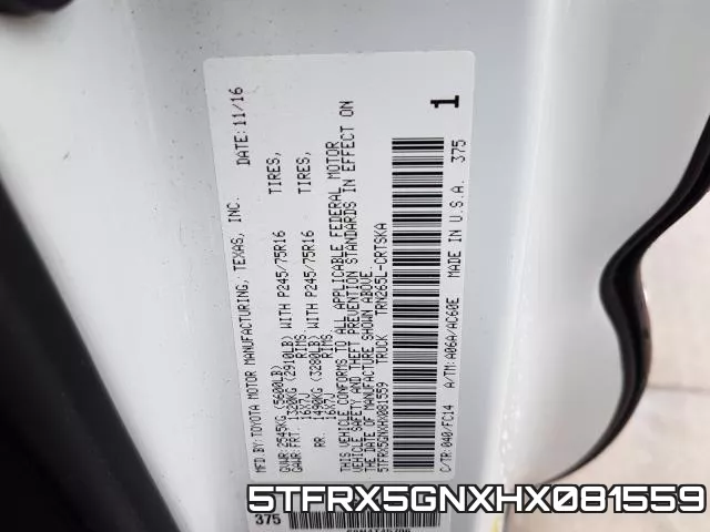 5TFRX5GNXHX081559 фото 2