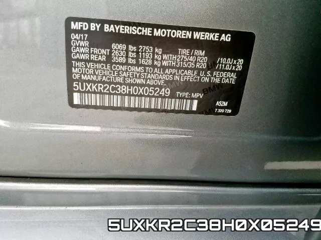 5UXKR2C38H0X05249 фото 2