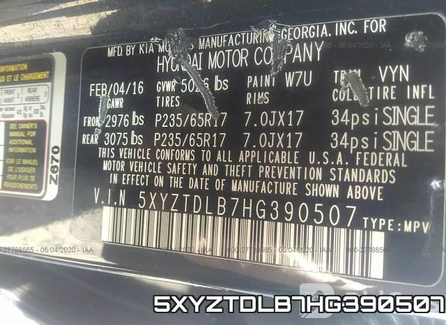 5XYZTDLB7HG390507 фото 10