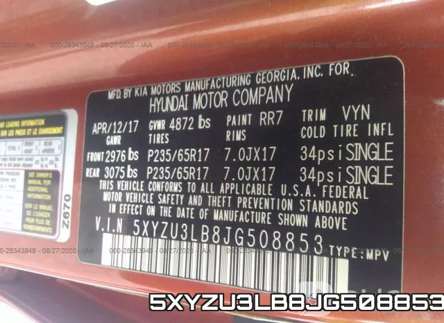 5XYZU3LB8JG508853 фото 10