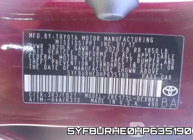 5YFBURHE0HP635190 фото 10